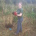 OCV volunteer Jo removing tree for transplanting, Hillside House 2014-10-18 (0705)
